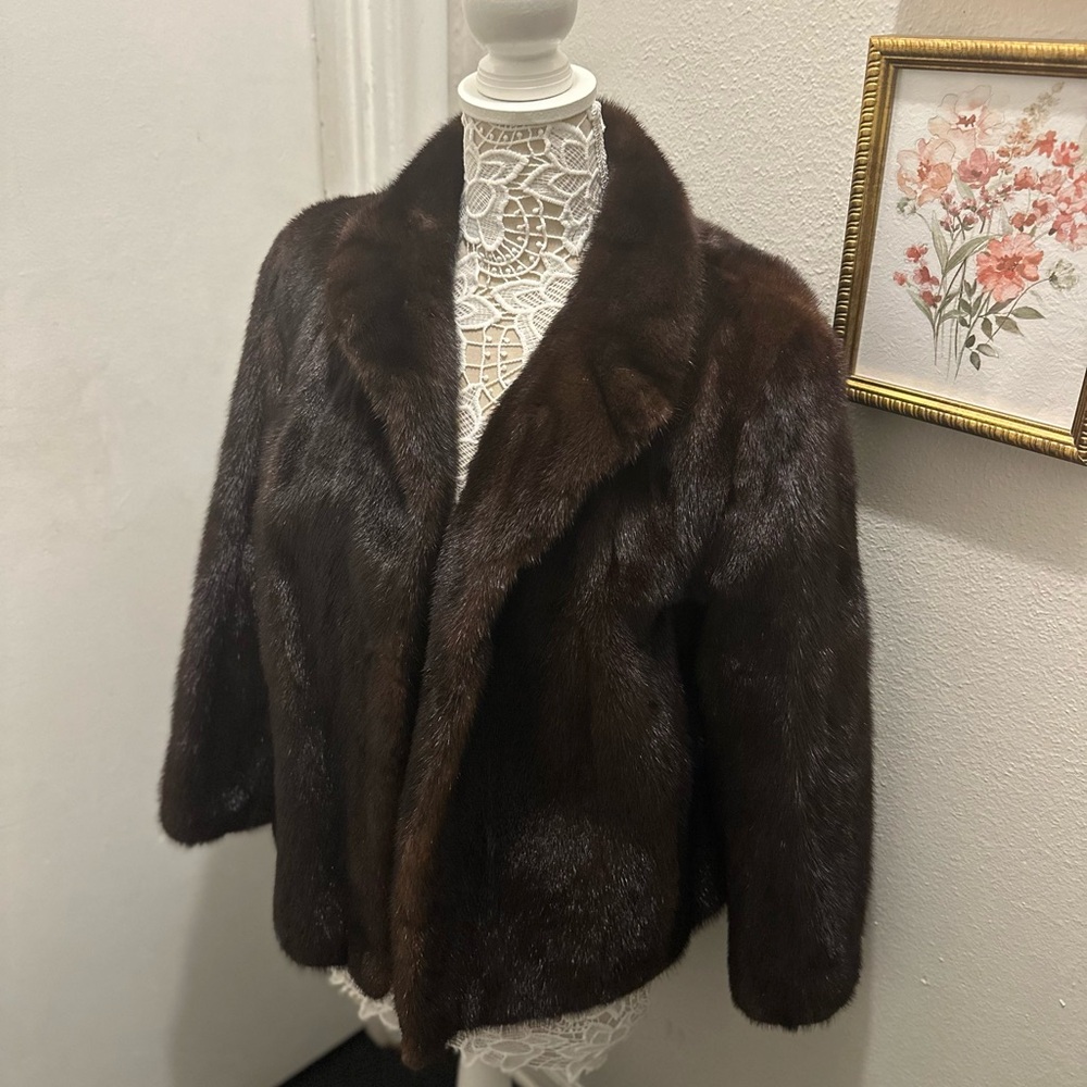 Elegant Brown Fur Jacket size M